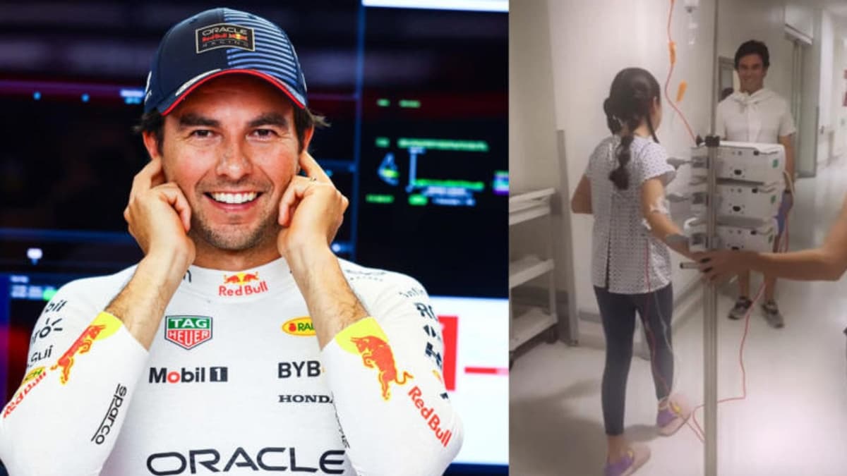 Video: "Checo" Pérez cumple el sueño de una pequeña fan y va a visitarla a un hospital