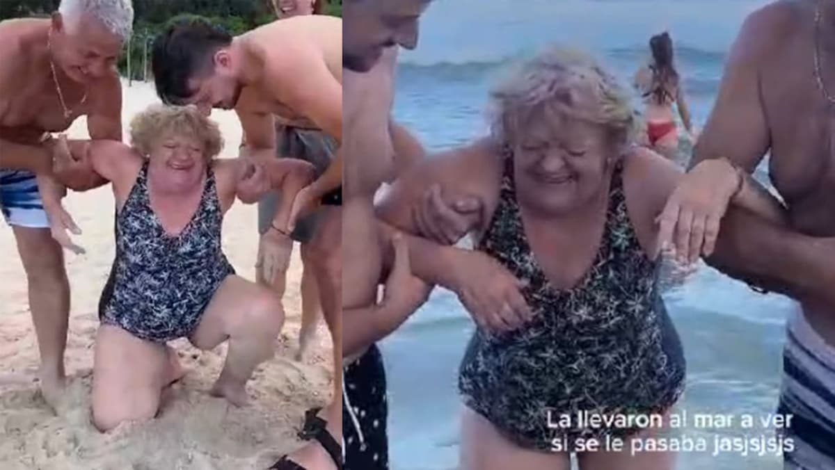 VIDEO: Abuela en playa de Brasil se emborracha por primera vez y se vuelve viral