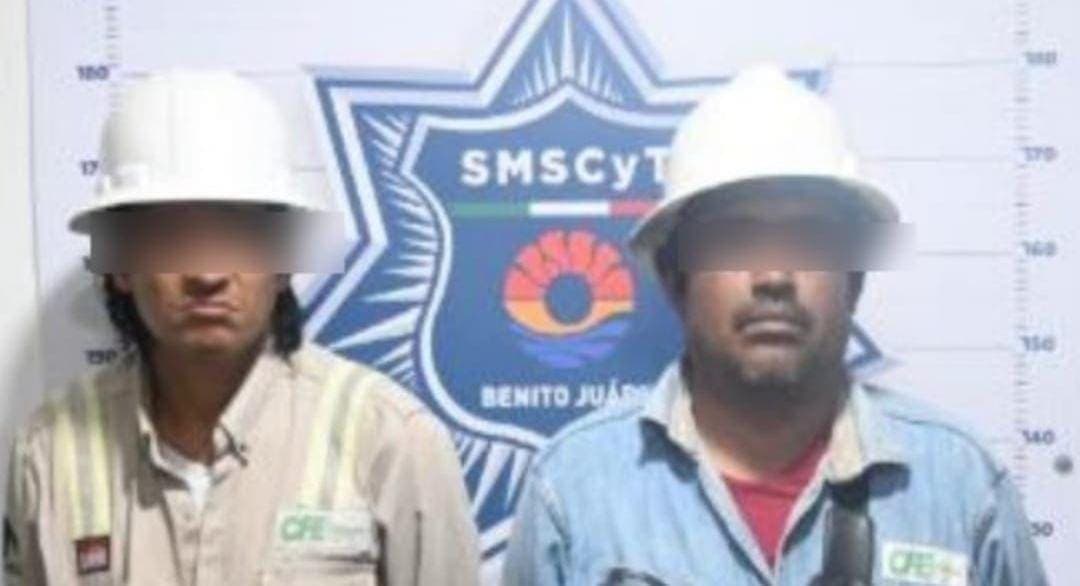 Detienen a dos sujetos que se hacían pasar por trabajadores de CFE en Cancún