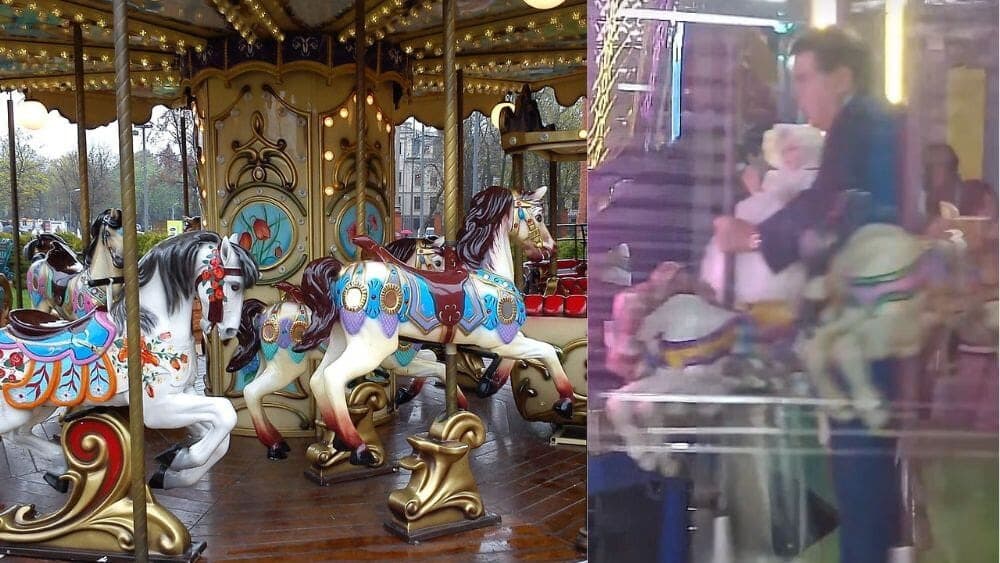 Video: Sujeto lleva a su Niño Dios a la feria para subirlo sobre un caballito