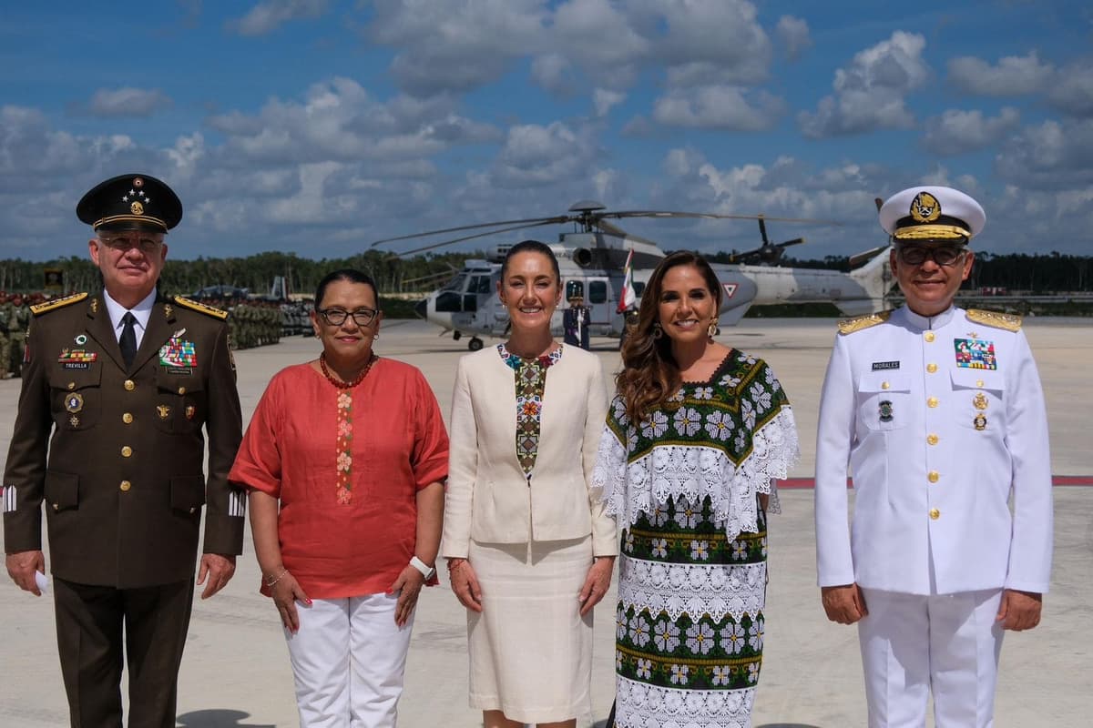Mara Lezama acompaña a la presidenta Claudia Sheinbaum en la inauguración de la Base Aérea de Tulum