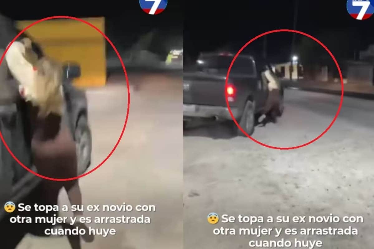 VIDEO: Mujer persigue a su pareja y su amante corriendo tras el auto, pero termina cayendo estrepitosamente