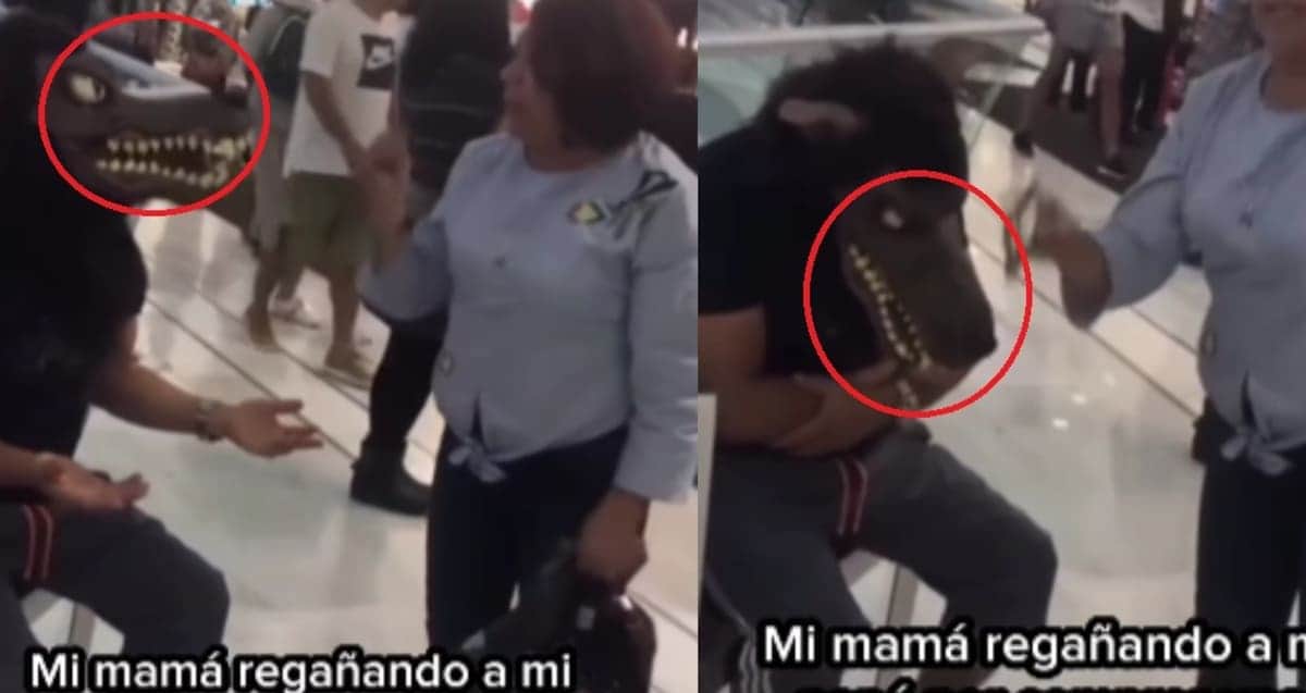 VIDEO: Mujer regaña a su esposo por comprar una máscara de lobo