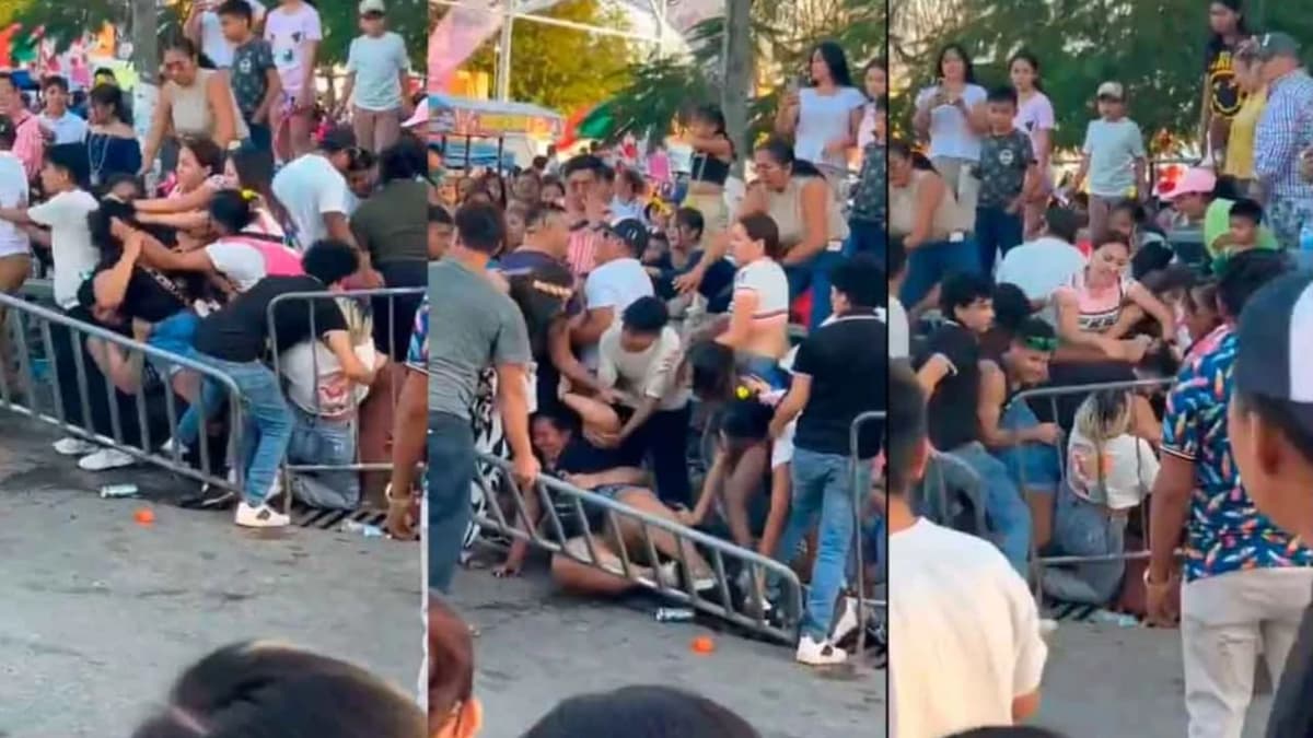 Video: Mujeres se agarran a golpes en el carnaval de Kanasín, Yucatán