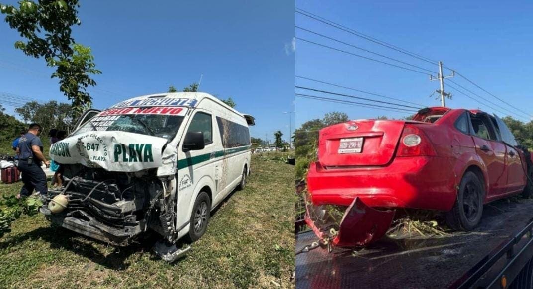 Siguen los percances en el tramo Playa del Carmen-Cancún; choca van y vuelca un automovilista