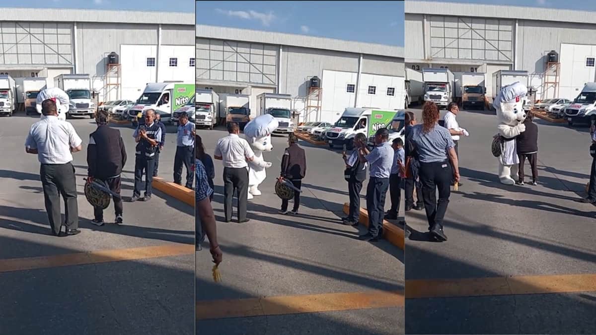 Video: Trabajador de Bimbo se jubila y el osito de la compañía acude a despedirlo