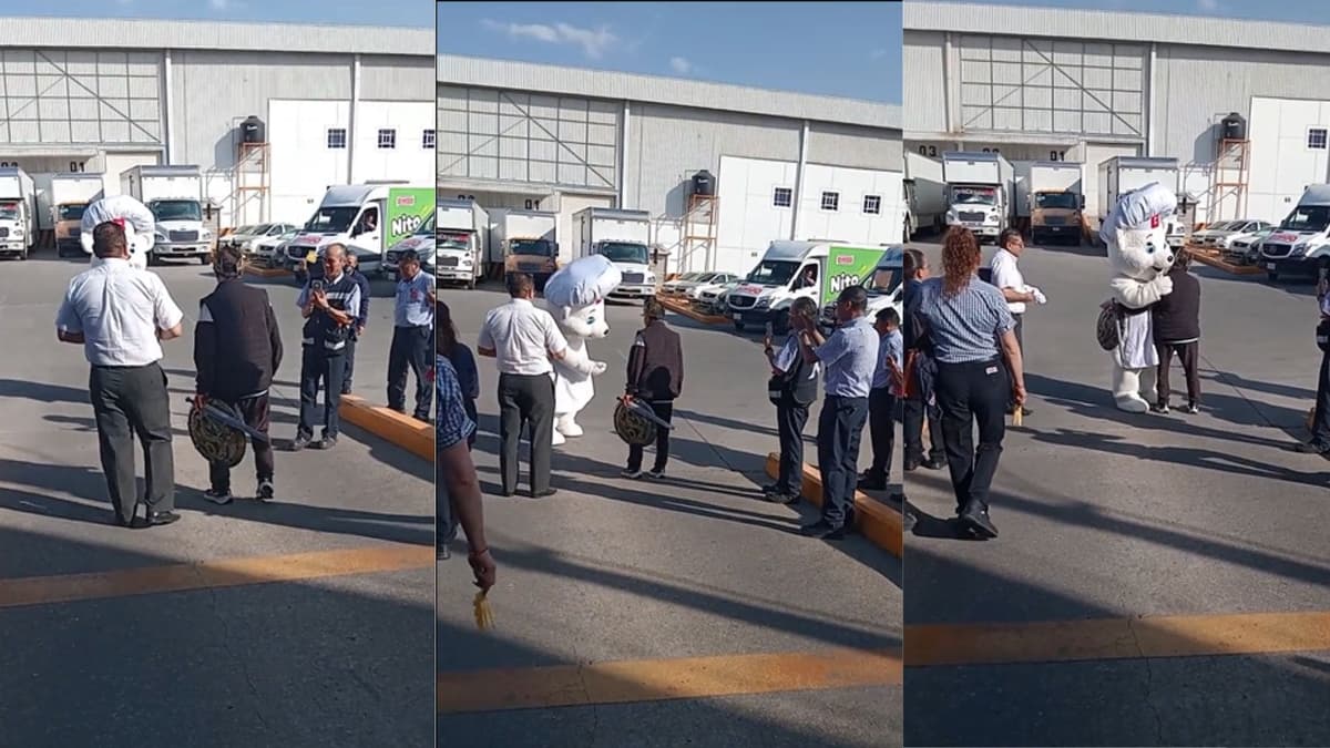 Video: Trabajador de Bimbo se jubila y el osito de la compañía acude a despedirlo