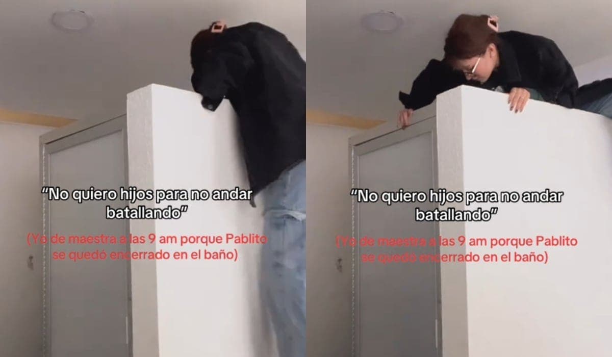 VIDEO: Maestra escala baño de una escuela para rescatar a un alumno atrapado