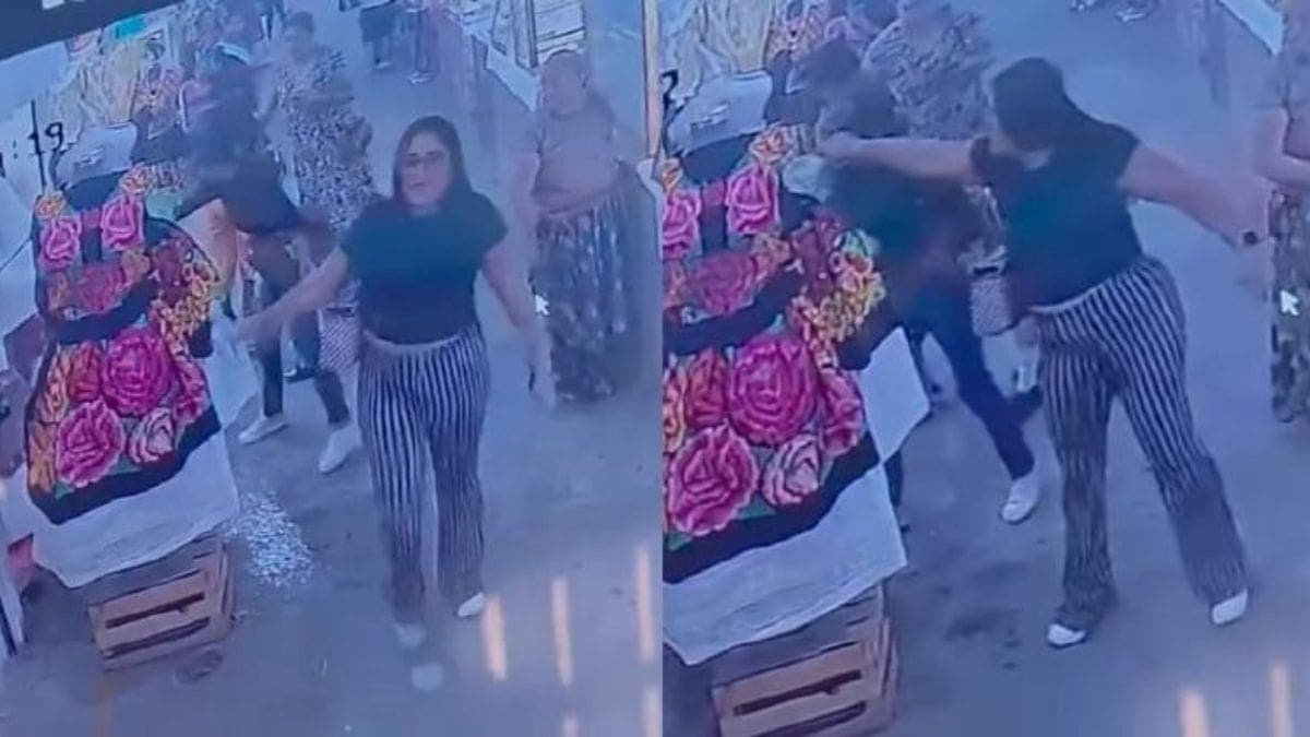 VIDEO: Mujeres lanzan cloro y arruinan vestidos regionales de hasta 35 mil pesos en mercado de Oaxaca