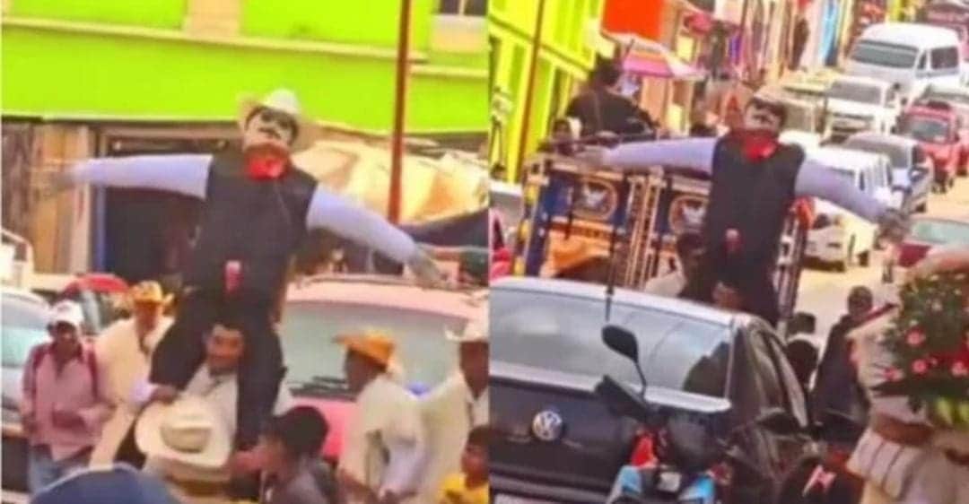 Indígenas tzotziles de Chiapas queman un Judas con la figura de Jesús Malverde, patrono de los narcos