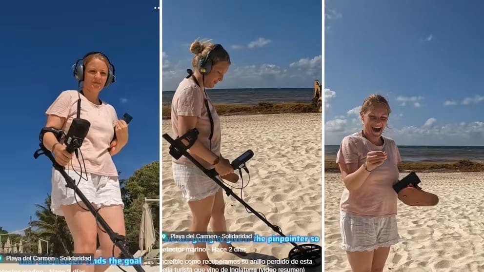 Video: Turista recupera anillo perdido en Playa del Carmen gracias a detector de metales