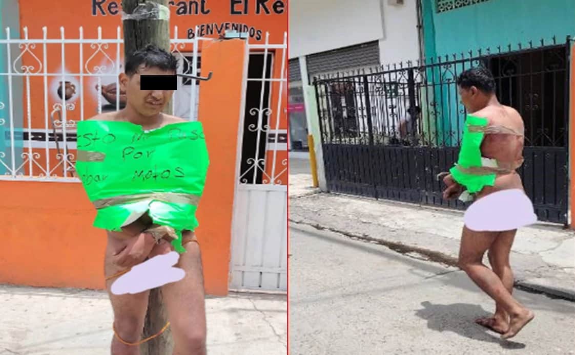 Video: Presunto ladrón de motocicletas es obligado a caminar desnudo en Guerrero