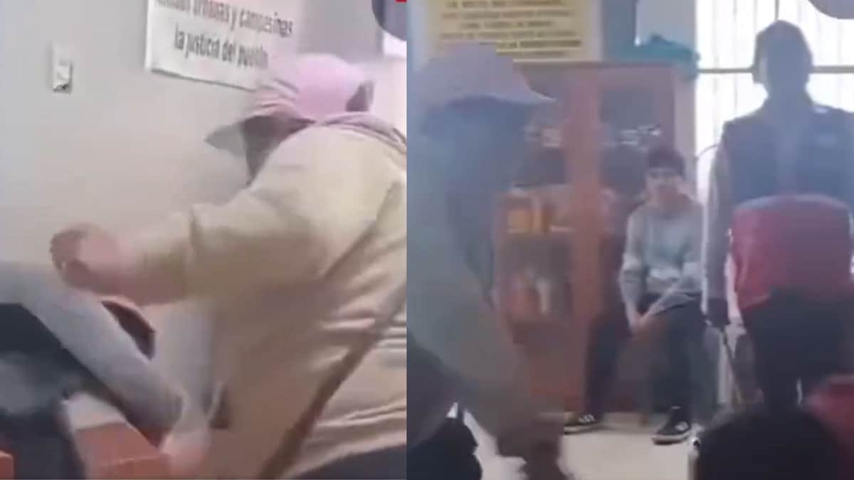Mujer golpea a su hijo tras enterarse que fue arrestado por robo en Perú