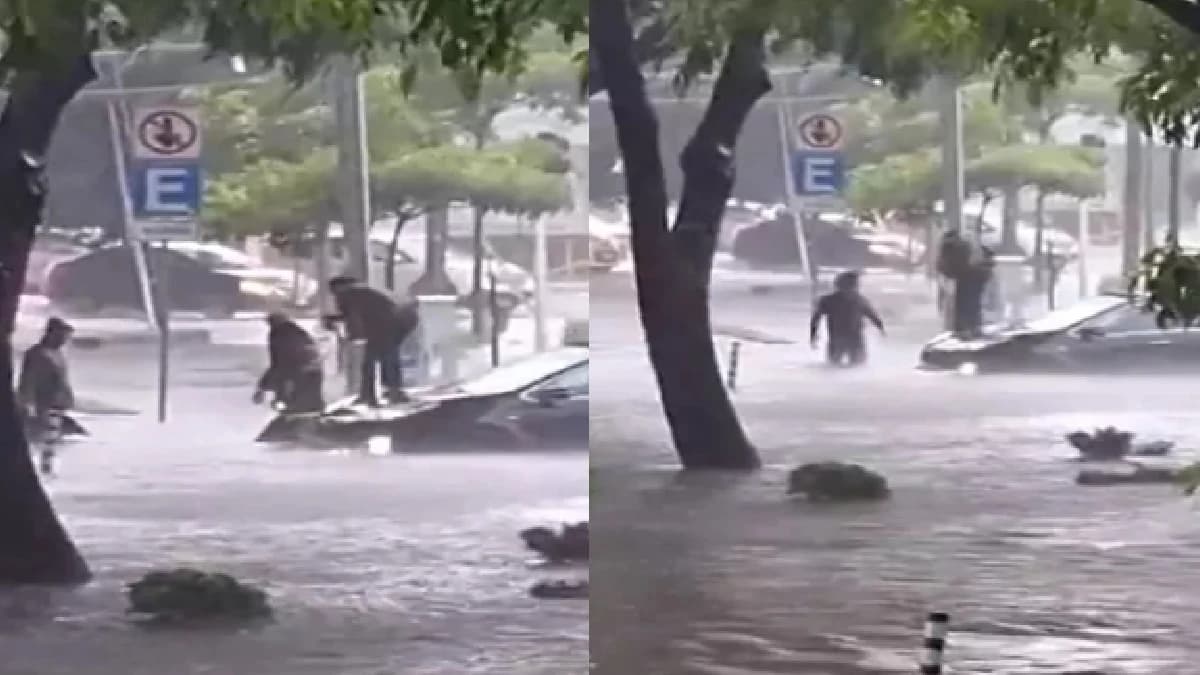 Video: Madre e hijo quedan atrapados en su auto durante inundación en Guadalajara, Jalisco