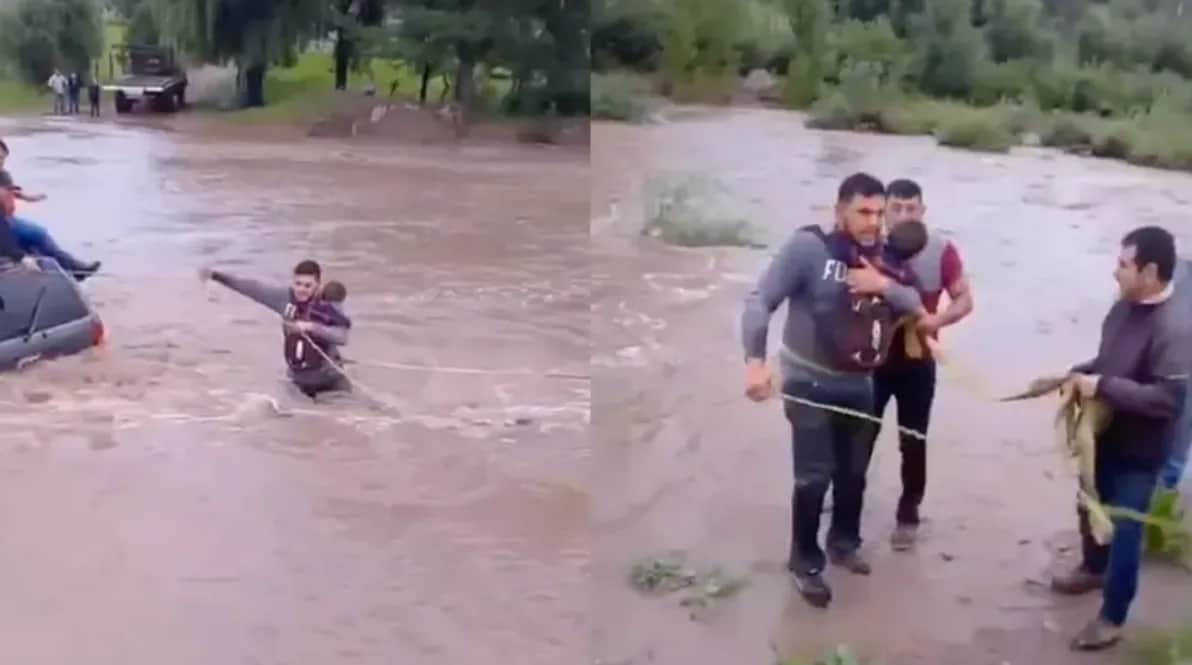 Video: Rescatan a seis personas arrastradas por corriente de un río en Chihuahua, cuatro eran menores