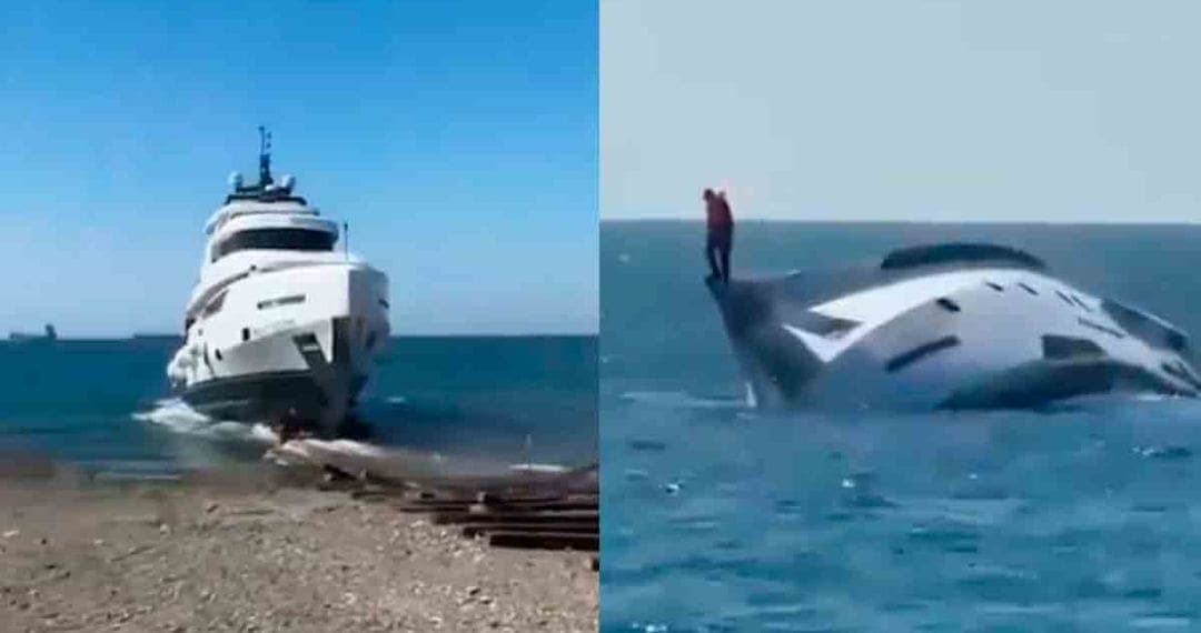 Video: Nuevo yate de lujo se hunde a minutos de haber zarpado en Turquía