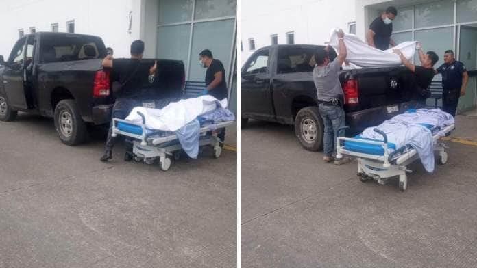 Trasladan cadáver de adulto mayor en batea de camioneta de la FGE por falta de unidades en Puebla