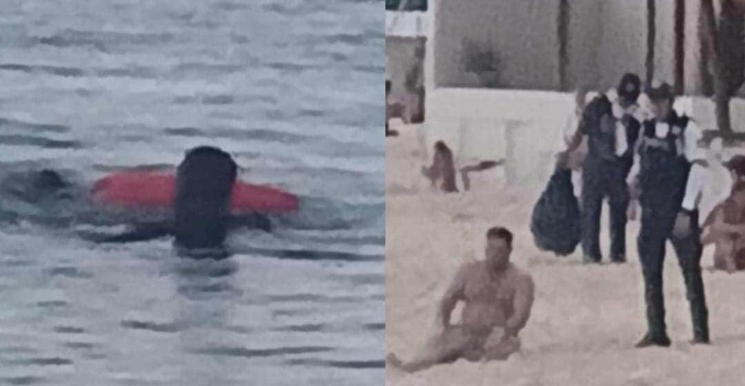 Salvan a dos sujetos que estuvieron a punto de morir ahogados en Playa del Carmen