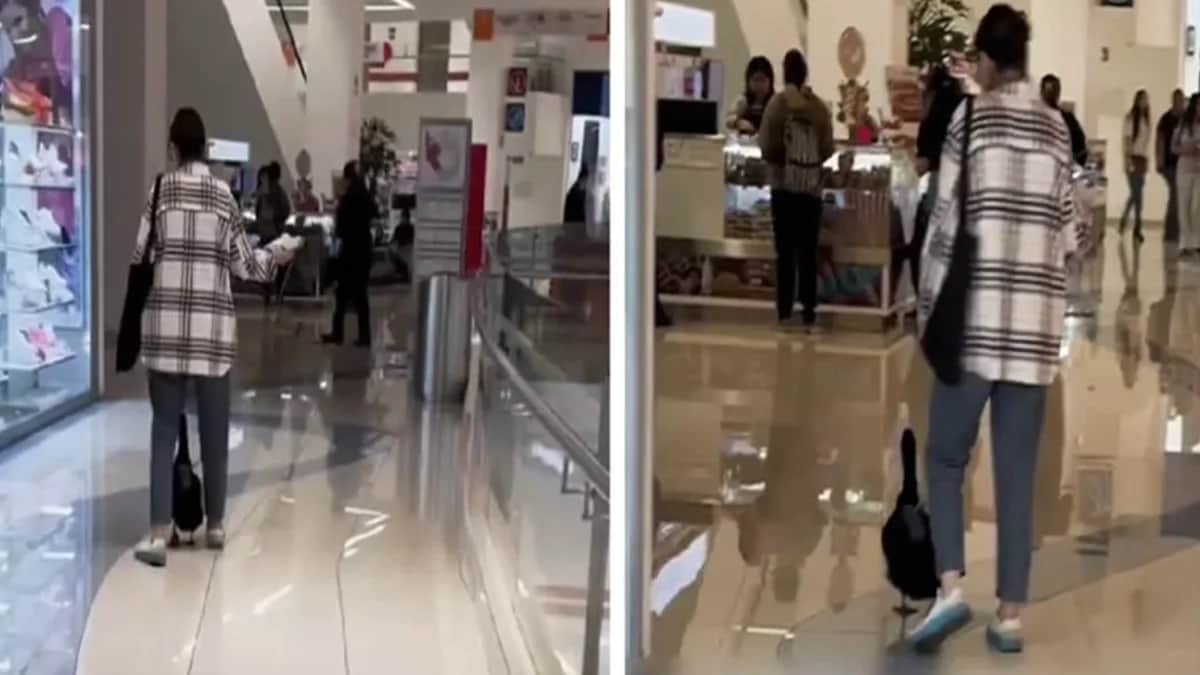Video: Mujer pasea a su pato en un centro comercial en Puebla