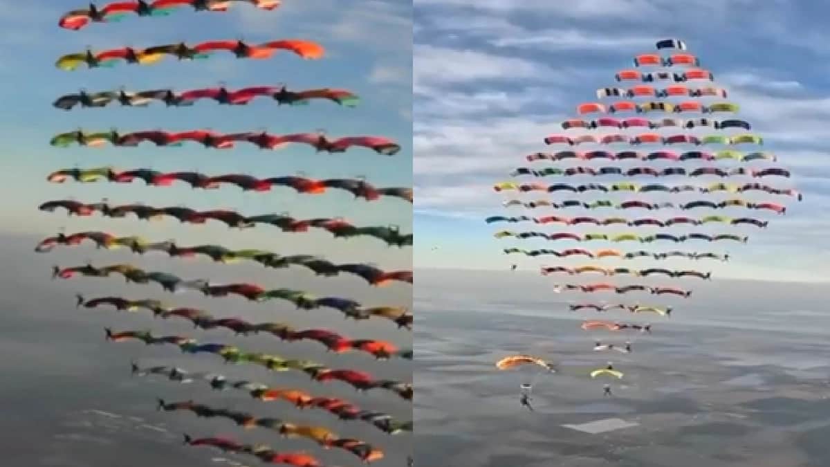 Video: Forman 104 paracaidistas una enorme estrella en Florida, Estados Unidos