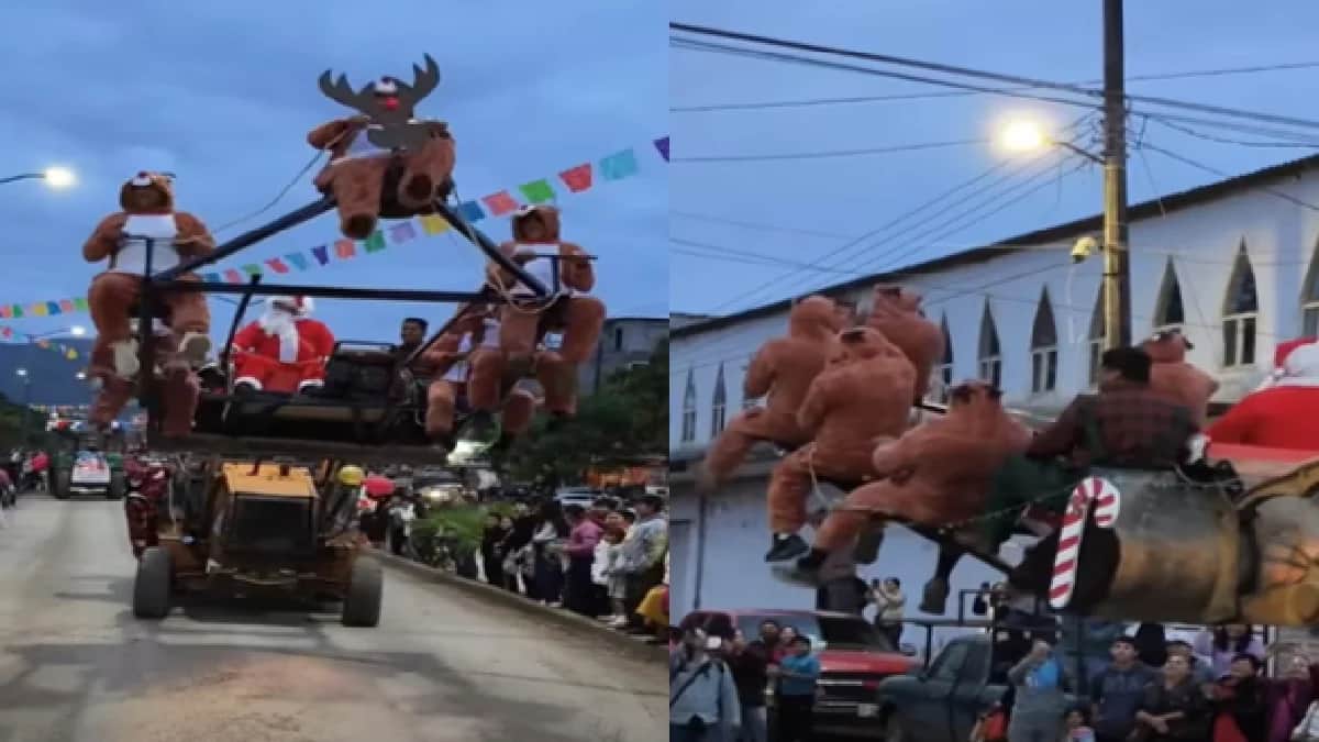 Video: Convierten retroexcavadora en un trineo de Santa Claus en San Luis Potosí