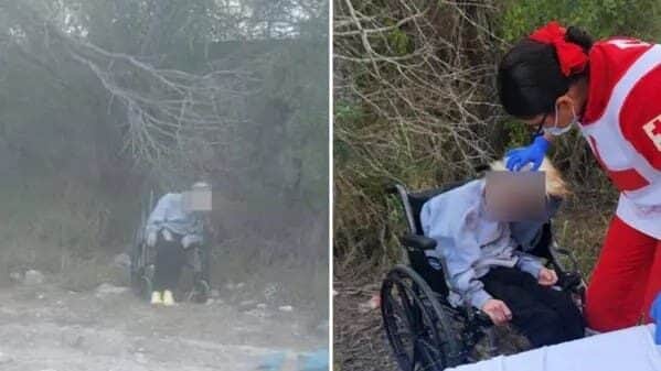 Abandonan a adulta mayor en silla de ruedas en carretera de Matamoros, Tamaulipas