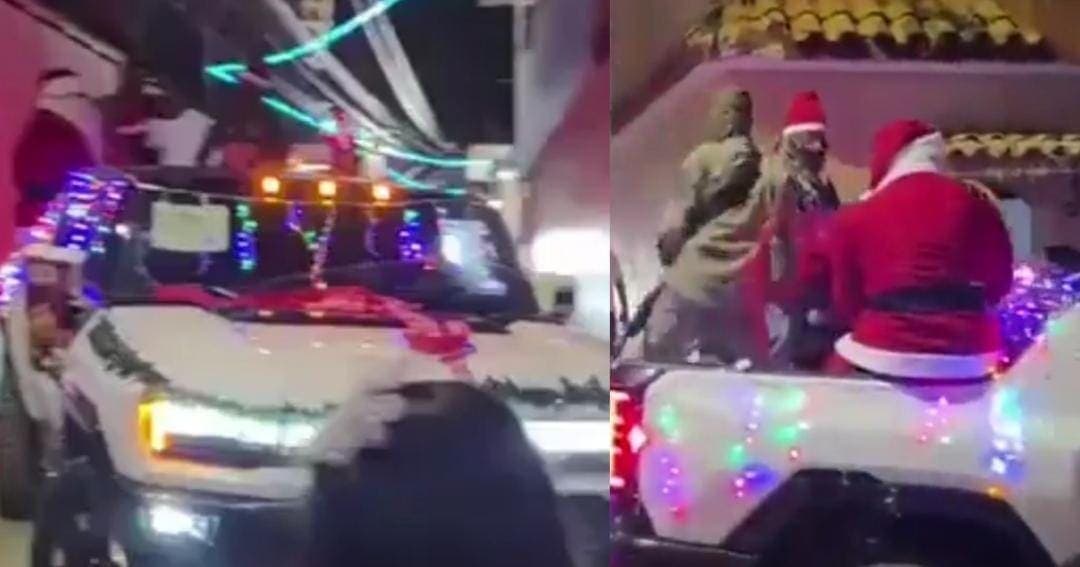 Video: Miembros de Los Tlacos organizan un desfile y entregan regalos de Navidad en Guerrero