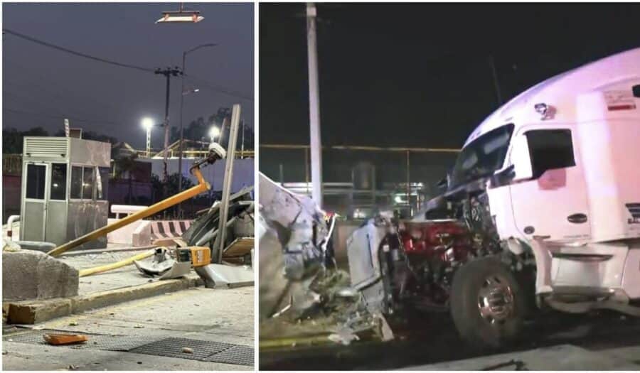 Tráiler impacta caseta de cobro tras ser asaltado en Tepotzotlán, Edomex