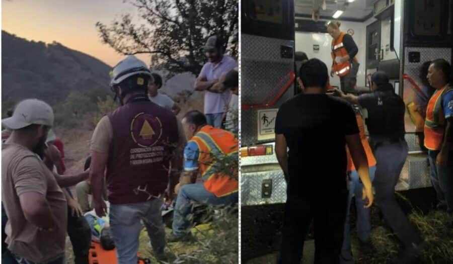 Rescatan a piloto tras caer de parapente en zona montañosa en Temascaltepec, Edomex