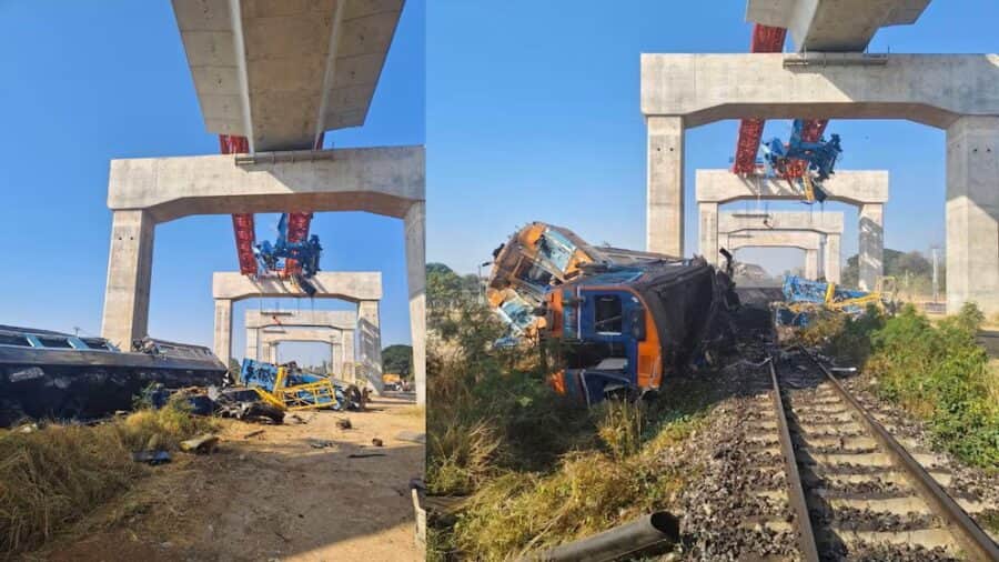 Video: Mueren 32 personas por la caída de una grúa de construcción sobre un tren en Tailandia