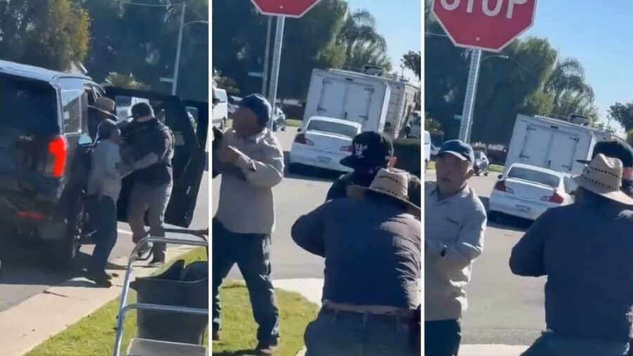 Video: Vecinos frenan operativo de ICE y evitan arresto de jardineros mexicanos en California
