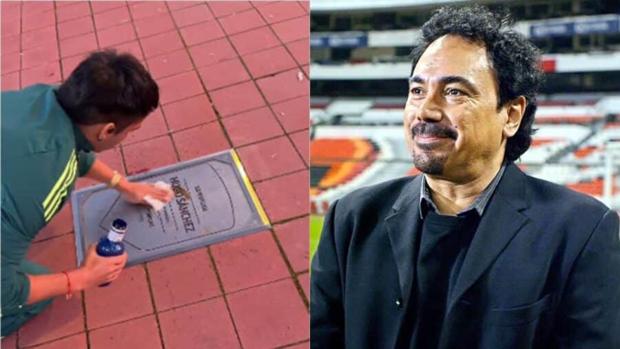 Video: Mexicano limpia la placa de Hugo Sánchez que fue vandalizada en el estadio del Atlético de Madrid