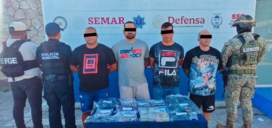 Detienen a tres cubanos y un mexicano con drogas y 75 mil dólares en Cancún