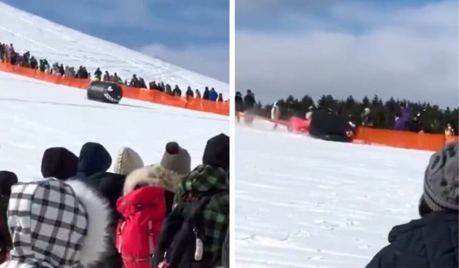 Trineo de Bill Bala de Super Mario Bros se sale de control y arrolló a turistas en Japón