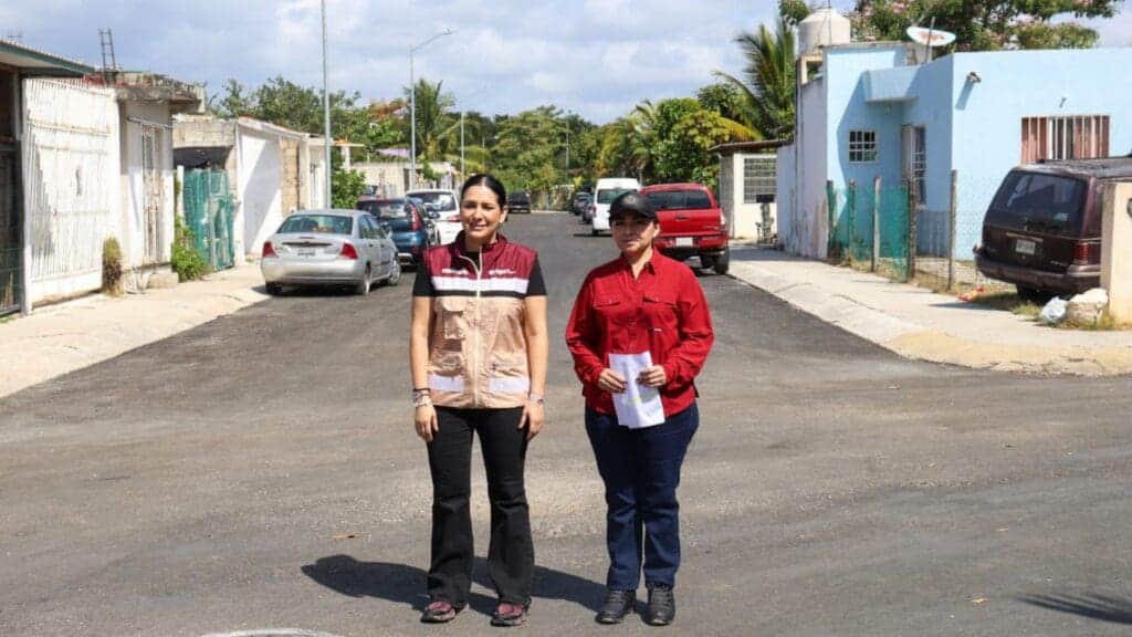 Estefanía Mercado pavimenta ocho mil metros cuadrados de vialidad en Villamar 2 de Playa del Carmen