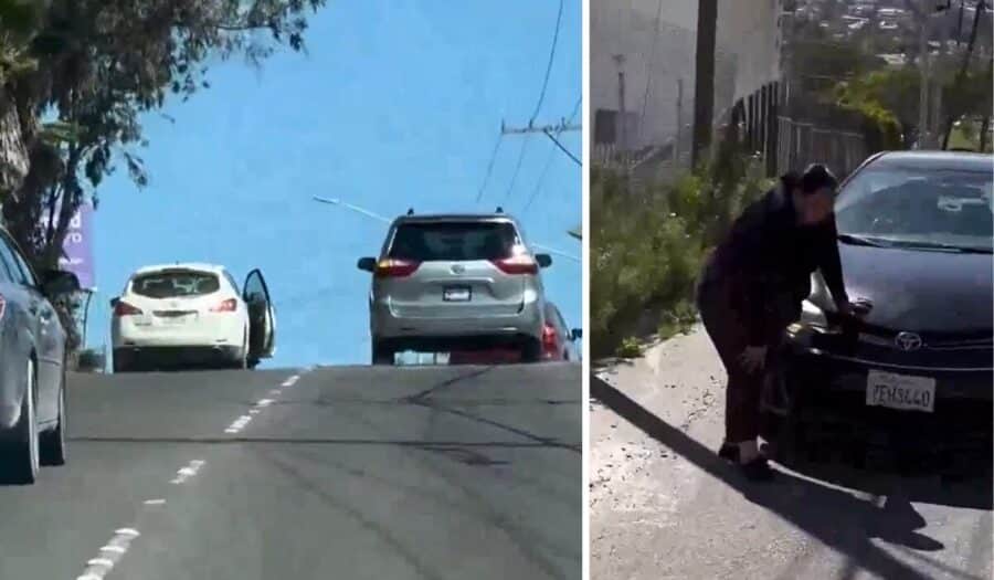 Video: Conductores auxilian a mujer que intentó arrojarse de una camioneta en movimiento en Tijuana, Baja California