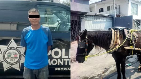 Detienen a sujeto por golpear a su caballo con una vara en Monterrey, Nuevo León