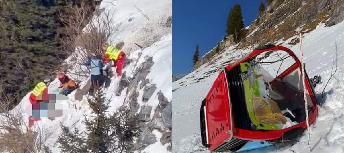 Muere mujer tras caer en una cabina de teleférico a más de mil metros de altura en los Alpes de Suiza