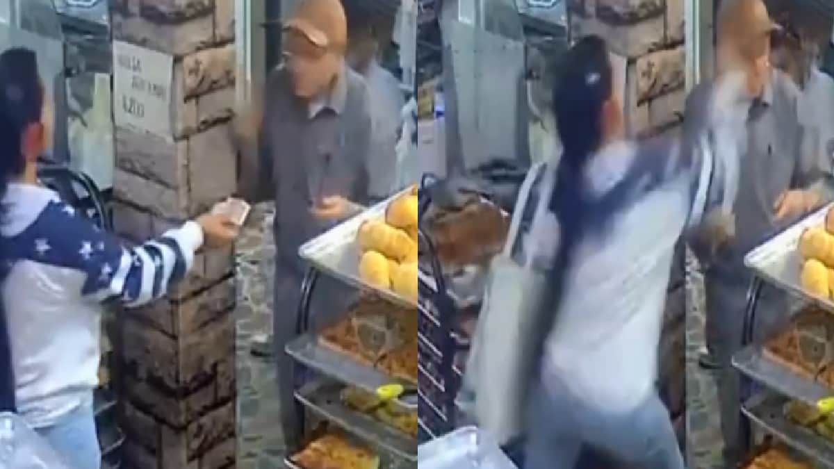 Video: Mujer golpea a adulto mayor por no atenderla rápido en una panadería en Colombia