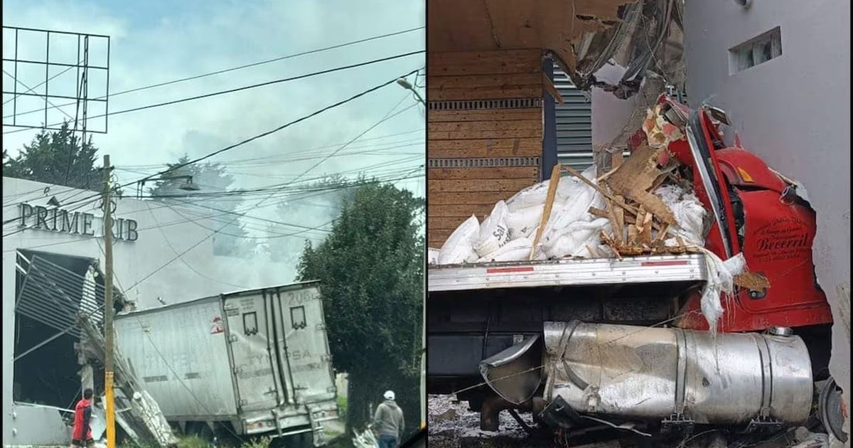 Camión de carga se queda sin frenos y se impacta contra un restaurante ...