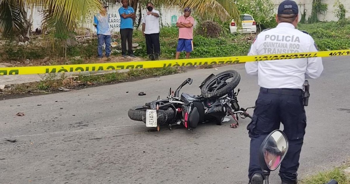 Muere motociclista al ser chocado por taxista en Chetumal