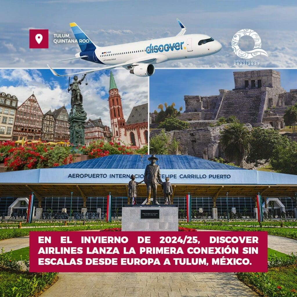 Con nuevo vuelo directo de Europa crece conexión en nuevo aeropuerto de Tulum