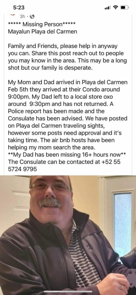 Es localizado turista extranjero que había desaparecido en Playa del Carmen