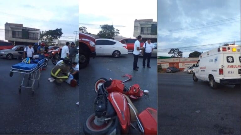 Conductor de una combi en Cancún se pasa el alto y deja a dos mujeres lesionadas