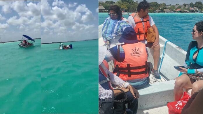 Protección Civil rescata a turistas de una embarcación que se hundió en Bacalar