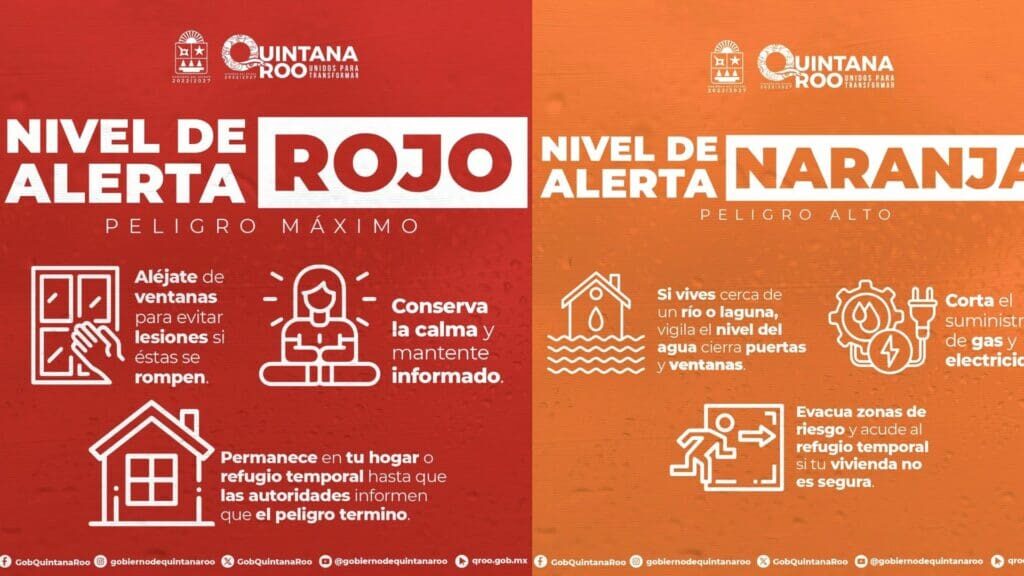 Decretan alerta roja para los municipios del centro de Quintana Roo por el huracán “Beryl”