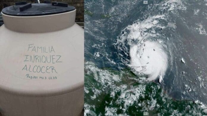 Habitantes de Cancún se preparan para el huracán Beryl; anotan sus nombres y direcciones en sus tinacos