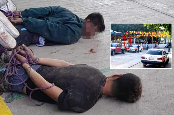 Video: Queman a dos presuntos delincuentes en el zócalo de Olinalá, en Guerrero